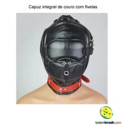 Capuz integral de couro com fivelas - Image 2