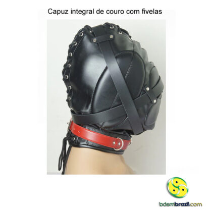 Capuz integral de couro com fivelas - Image 3