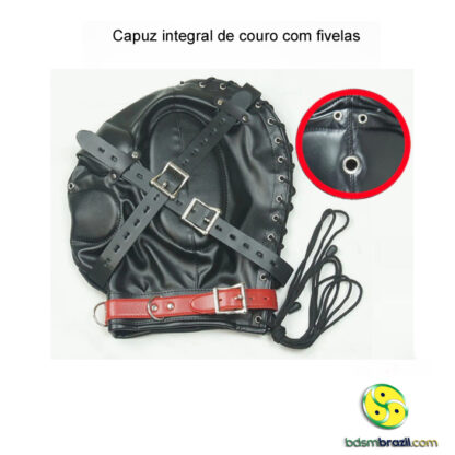 Capuz integral de couro com fivelas - Image 4