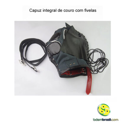 Capuz integral de couro com fivelas - Image 5