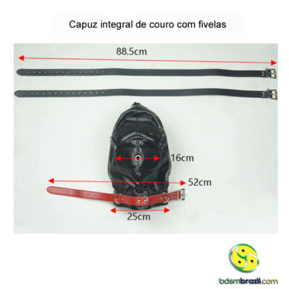 Capuz integral de couro com fivelas - Image 6