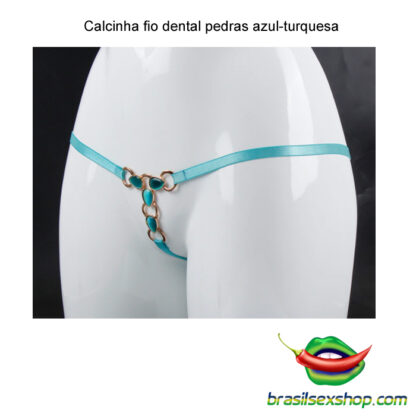 Calcinha fio dental pedras azul-turquesa - Image 3