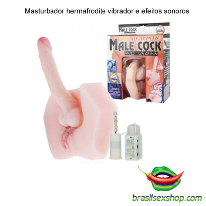 Masturbador hermafrodite vibrador e efeitos sonoros