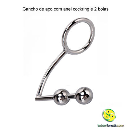 Gancho de aço com anel cockring e 2 bolas - Image 2