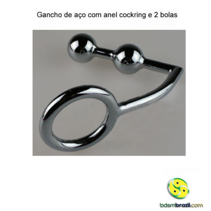 Gancho de aço com anel cockring e 2 bolas - Image 4