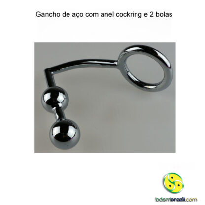 Gancho de aço com anel cockring e 2 bolas - Image 5