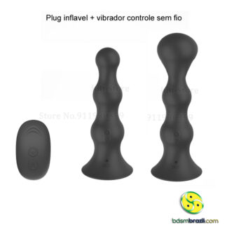 Plug inflavel + vibrador controle sem fio