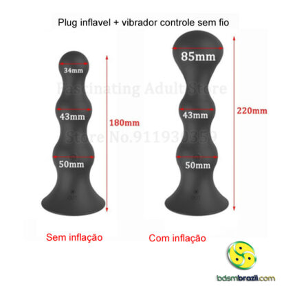 Plug inflavel + vibrador controle sem fio - Image 2