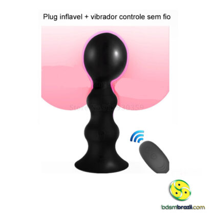 Plug inflavel + vibrador controle sem fio - Image 5