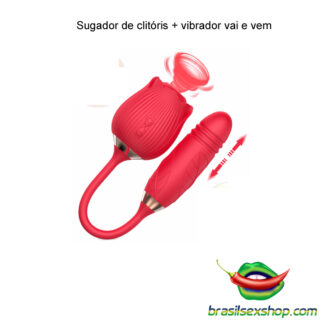 Sugador de clitóris + vibrador vai e vem