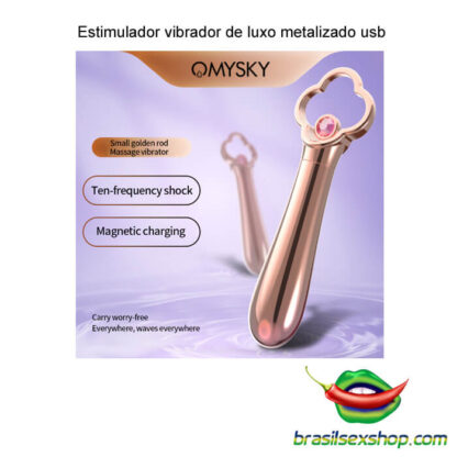 Estimulador vibrador de luxo metalizado usb - Image 3