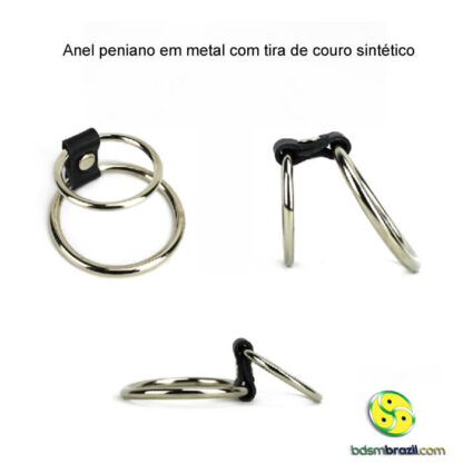 Anel peniano em metal com tira de couro sintético - Image 2