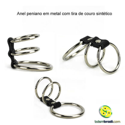 Anel peniano em metal com tira de couro sintético - Image 3