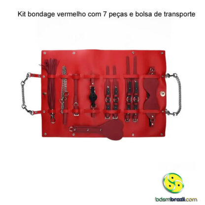 Kit bondage vermelho com 7 peças e bolsa de transporte - Image 3