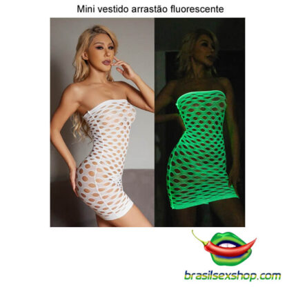 Mini vestido arrastão fluorescente