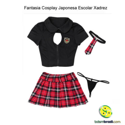 Fantasia Cosplay Japonesa Escolar Xadrez - Image 7