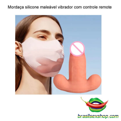 Mordaça silicone maleável vibrador com controle remoto - Image 2