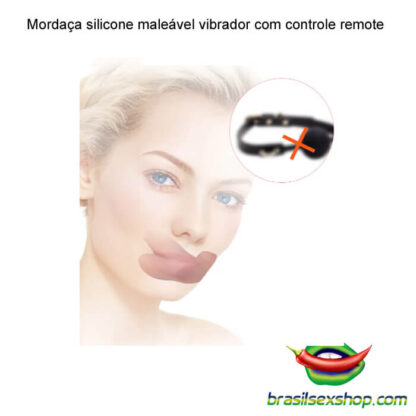 Mordaça silicone maleável vibrador com controle remoto - Image 3