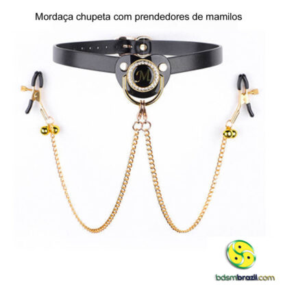 Mordaça chupeta com prendedores de mamilos - Image 2