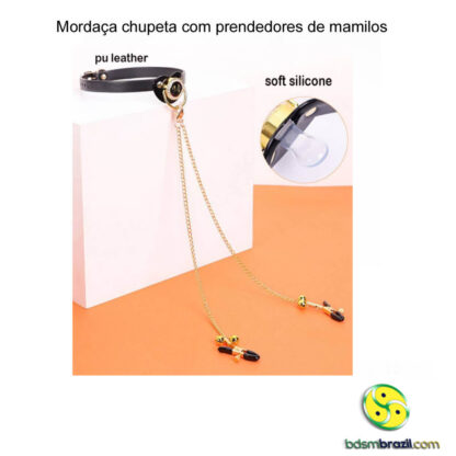 Mordaça chupeta com prendedores de mamilos - Image 3