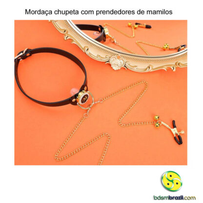 Mordaça chupeta com prendedores de mamilos - Image 4