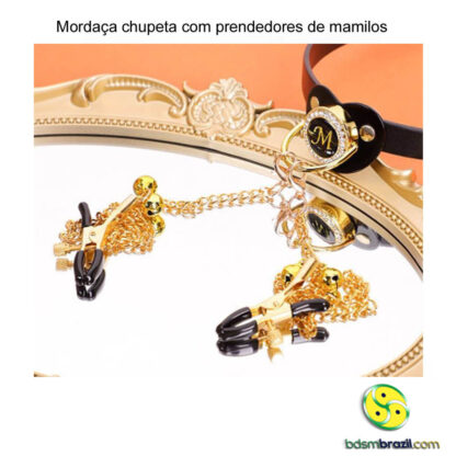 Mordaça chupeta com prendedores de mamilos - Image 5