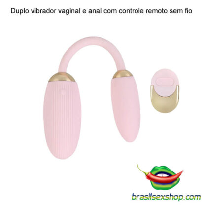 Duplo vibrador vaginal e anal com controle remoto sem fio