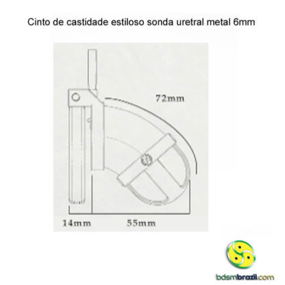 Cinto de castidade estiloso sonda uretral metal 6mm - Image 4