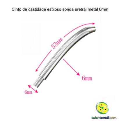 Cinto de castidade estiloso sonda uretral metal 6mm - Image 6