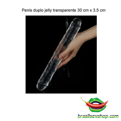 Penis duplo jelly transparente 30 cm x 3,5 cm - Image 2