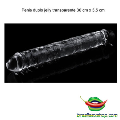 Penis duplo jelly transparente 30 cm x 3,5 cm - Image 3