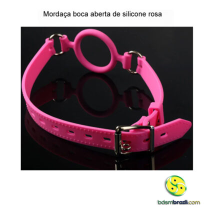 Mordaça boca aberta de silicone rosa - Image 3