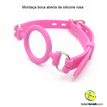 Mordaça boca aberta de silicone rosa - Image 4