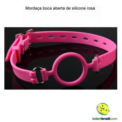 Mordaça boca aberta de silicone rosa - Image 5