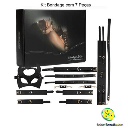 Kit bondage com 7 peças preto