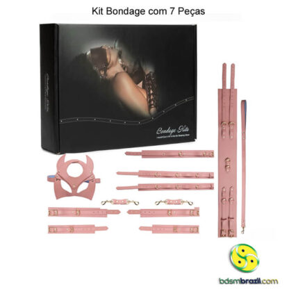 Kit bondage com 7 peças rosa