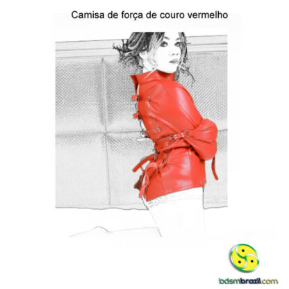 Camisa de força de couro vermelho - Image 3