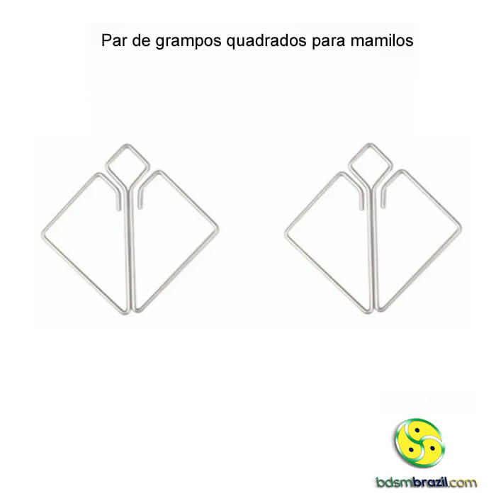 Par de grampos quadrados para mamilos | Brasil Sexshop