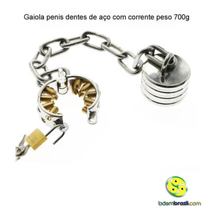 Gaiola penis dentes de aço com corrente peso 700g - Image 2