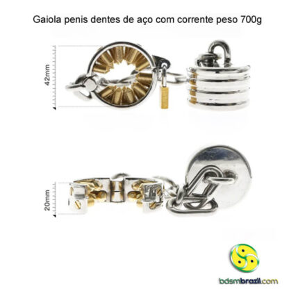 Gaiola penis dentes de aço com corrente peso 700g - Image 5