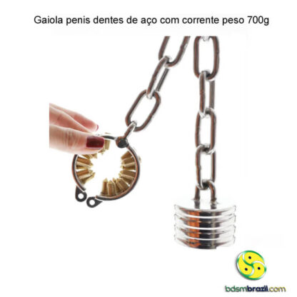 Gaiola penis dentes de aço com corrente peso 700g - Image 6