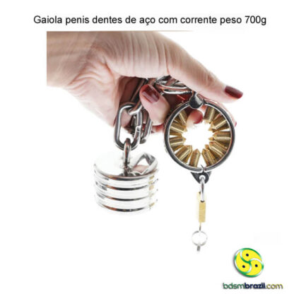 Gaiola penis dentes de aço com corrente peso 700g - Image 8