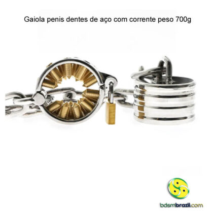 Gaiola penis dentes de aço com corrente peso 700g - Image 9