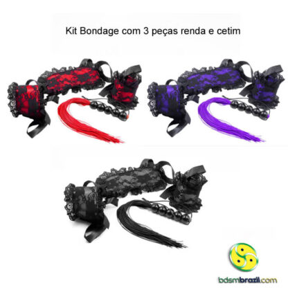 Kit Bondage com 3 peças renda e cetim