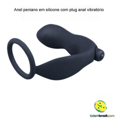 Anel peniano em silicone com plug anal vibratório - Image 4