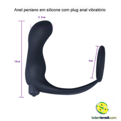 Anel peniano em silicone com plug anal vibratório - Image 5