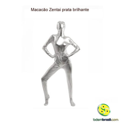 Macacão Zentai prata brilhante - Image 3