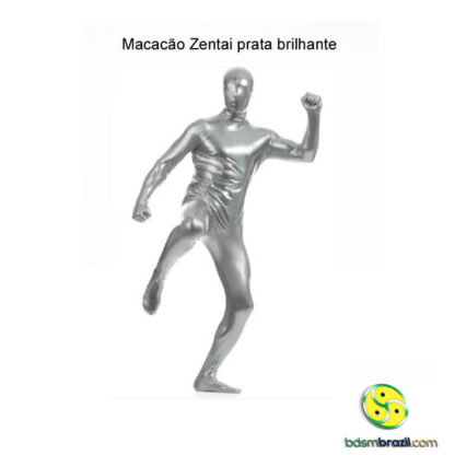 Macacão Zentai prata brilhante - Image 5