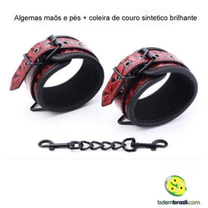 Algemas maõs e pés + coleira de couro sintetico brilhante - Image 5