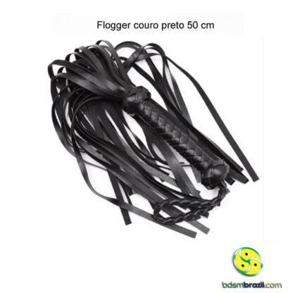 Flogger couro preto 50 cm - Image 2